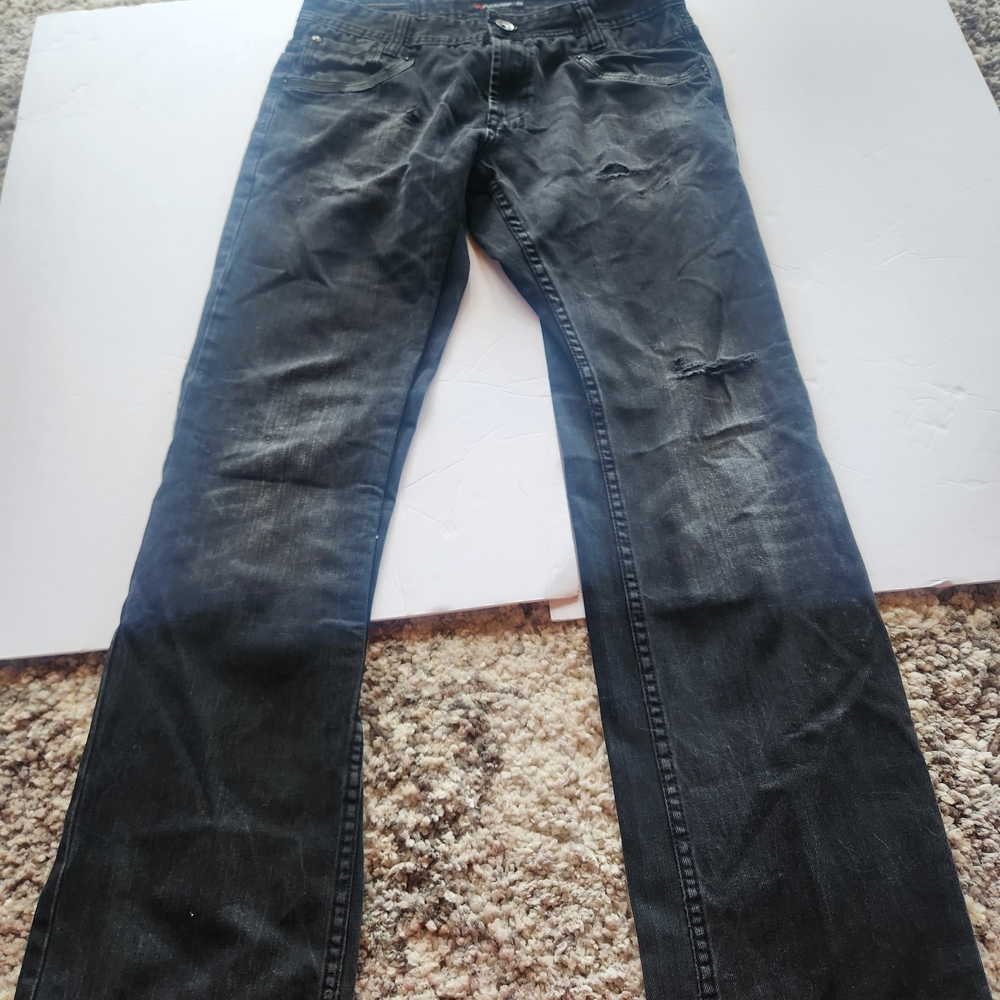 Black Straight Jeans with Distressed Details
